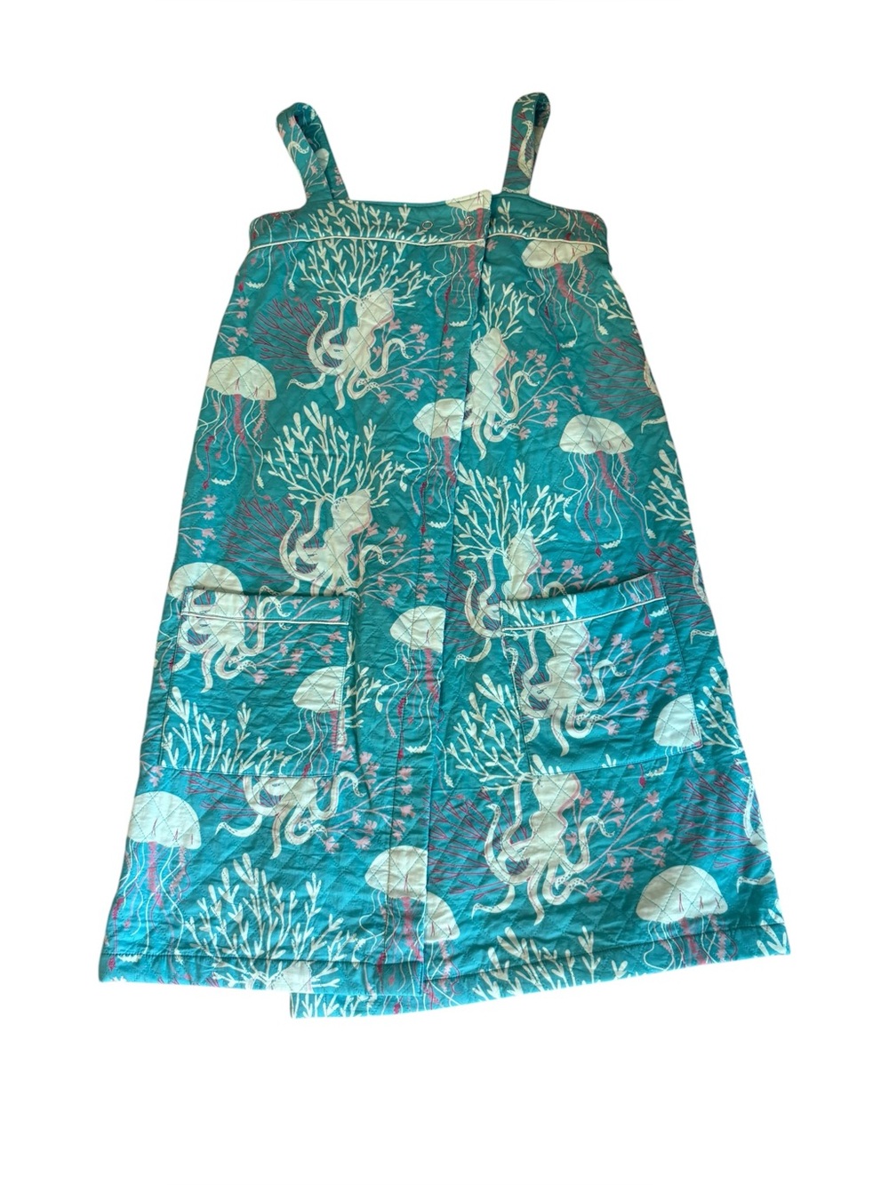 Mahogany Cotton Quilted Wrap Towel Dress Ocean Sea Life Print Womens L XL